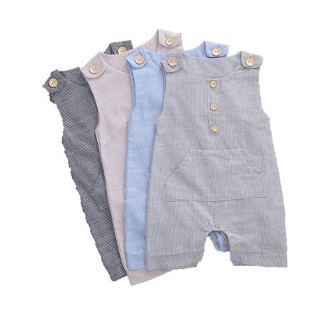 Kids Summer Clothing Newborn Baby Boys Buttons Striped Romper Fashion
