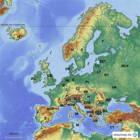 Europer karte / was ist europa? StepMap - Europakarte mit Autokennzeichen - Landkarte für ...