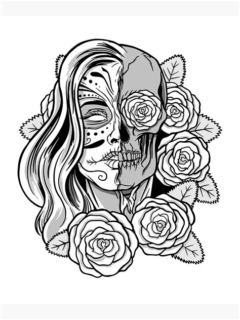 Rose Sugar Skull Girl Poster For Sale By Beautyart1 Redbubble