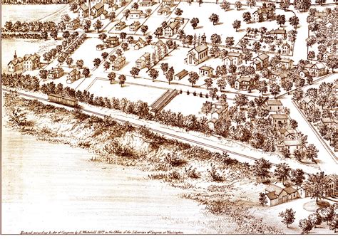 Dedham Ma In 1876 Birds Eye View Map Aerial Map Panorama Map