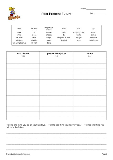 Past Present Future Sort Into Categories Worksheet Quickworksheets