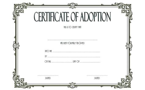 Blank Adoption Certificate Template 1 Professional Templates