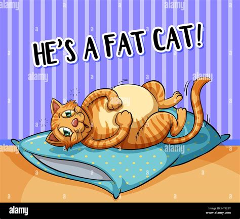Idiom Poster With Fat Cat Illustration Stock Vector Image And Art Alamy