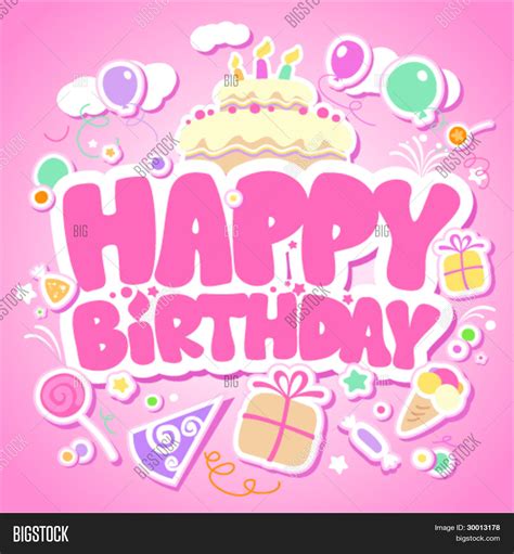 Happy Birthday Pink Vector Photo Free Trial Bigstock