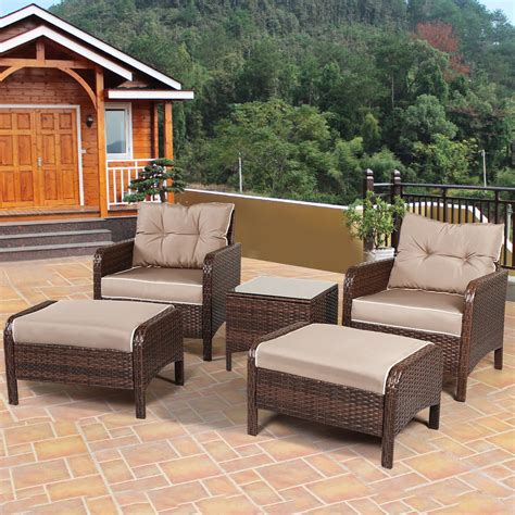 Shop patio furniture sets and a variety of outdoors products online at lowes.com. Tangkula Wicker Furniture Set 5 Pieces PE Wicker Rattan ...