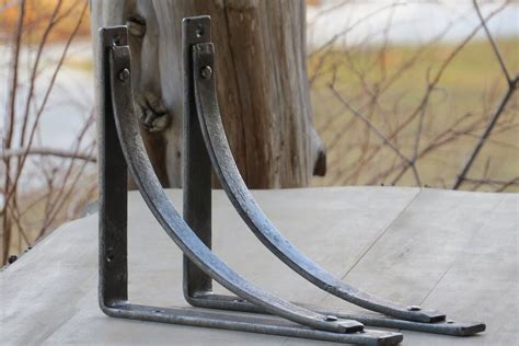 Wrought iron rustic mission cabinet hardware pull. forged mantle brackets - Google Search | Shelf brackets ...