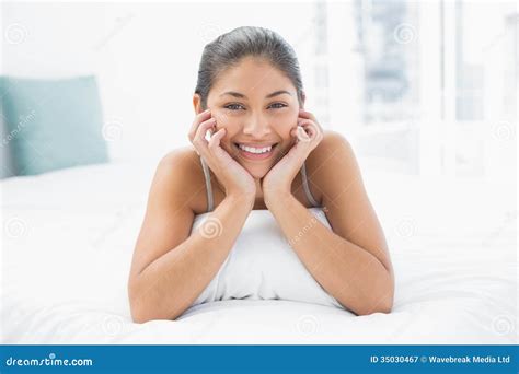 Portrait Of A Pretty Woman Lying In Bed Stock Image Image Of Domestic Focus 35030467