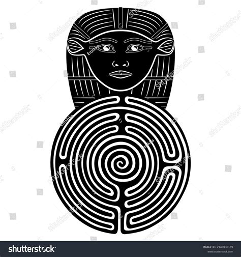 Round Spiral Maze Labyrinth Symbol Head Stock Vector Royalty Free
