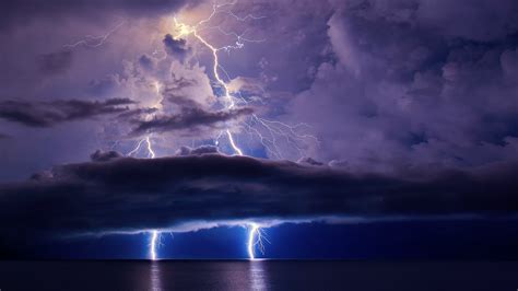 Lightning Storm Over The Ocean Hd Wallpaper Background Image 1920x1080