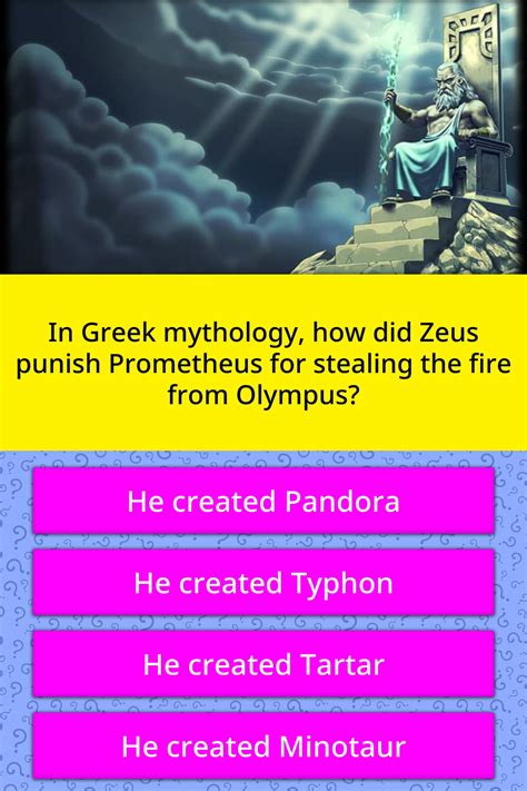 In Greek mythology, how did Zeus... | Trivia Questions | QuizzClub