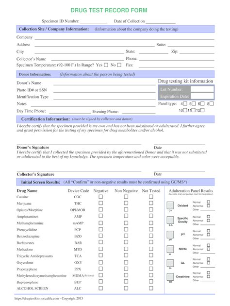 Negative Printable Drug Test Results Form Printable Word Searches