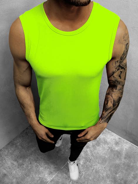 Mens Tank Top Green Neon Ozonee Js9900172z Mens Clothing Ozonee