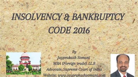 Insolvency And Bankruptcy Code 2016 Youtube