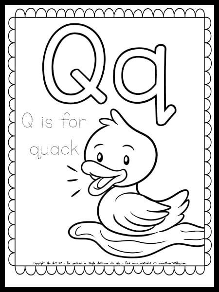 Letter Q Is For Quack Free Spring Coloring Page The Art Kit