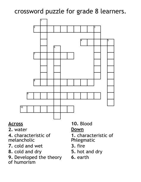 Crossword Puzzles For Third Graders