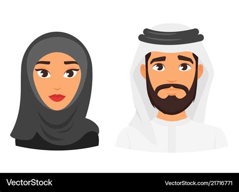 Muslim Man Woman Avatar Royalty Free Vector Image