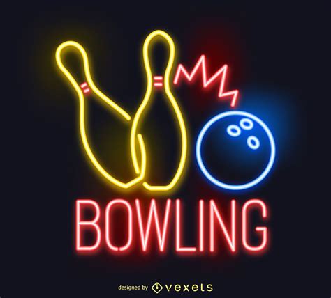 Neon Bowling Sign Black Vector Download