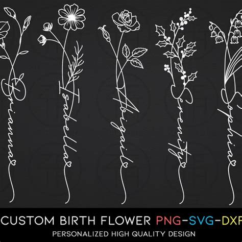 Custom Name Design 3 Personalized Tattoo Design Birth Flower Etsy Sweden