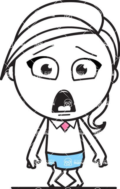 Cute Black And White Girl Cartoon Vector Character Aka Heidy Stunned Graphicmama