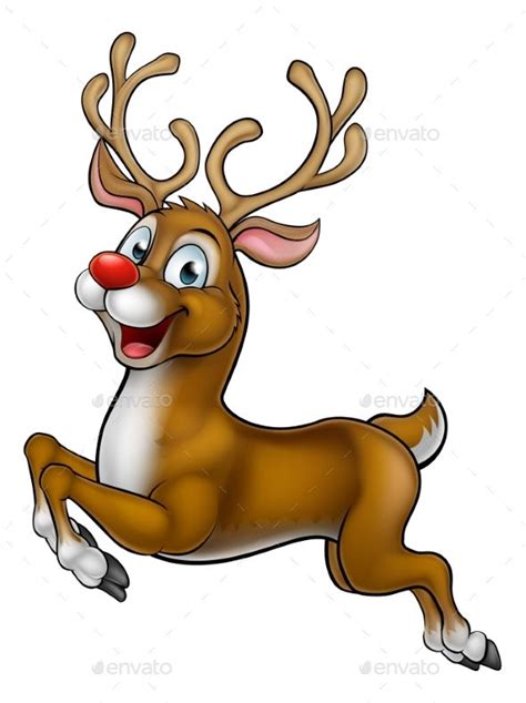 A Cartoon Reindeer Running And Smiling Animals Characters
