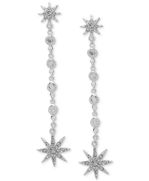Lauren Ralph Lauren Silver Tone Crystal Star Linear Drop Earrings Macys