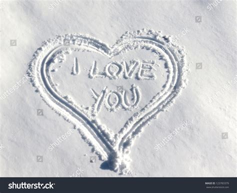 Heart Shape In Snow I Love You Stock Photo 123783379