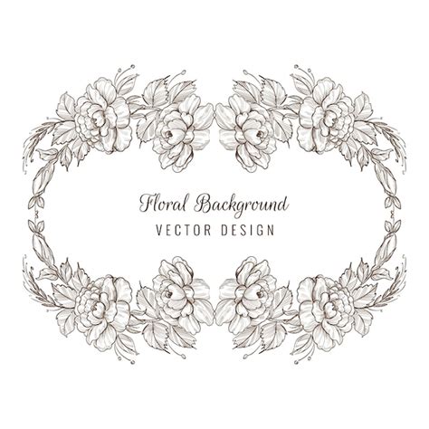 Free Vector Elegant Decorative Sketch Floral Card Frame Background
