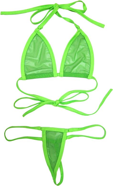Amazon Com Skinbikini Women S See Thru Micro G String Bikini One Size