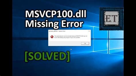 Solved How To Fix Msvcp100dll Missing Error In Windows 10 81 8 7