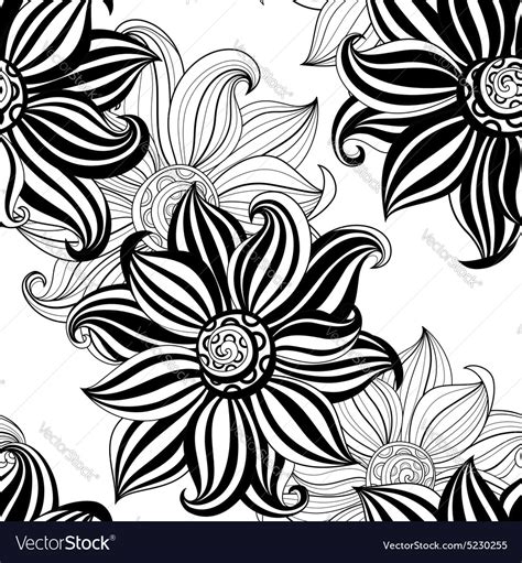 Seamless Monochrome Floral Pattern Royalty Free Vector Image