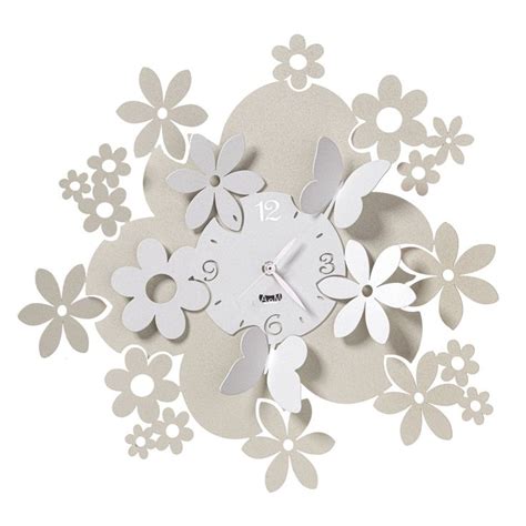 Arti E Mestieri Flowers Daisy Wall Clock Made In Italysand And White