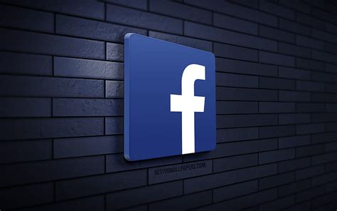 Facebook 3d Logo Blue Brickwall Creative Social Networks Facebook