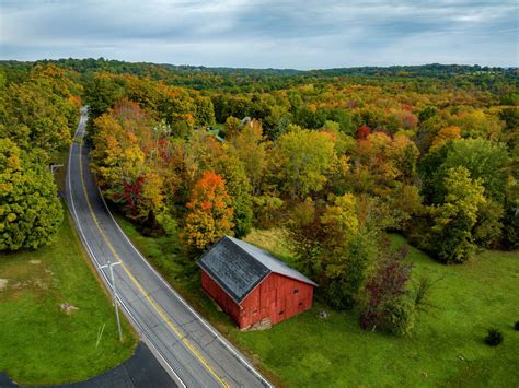 Fall Foliage Over Connecticut Captured By Drone Footage