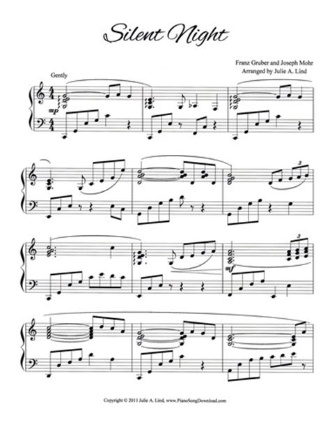 Christmas music easy violin music. Silent Night - free late intermediate Christmas piano sheet music
