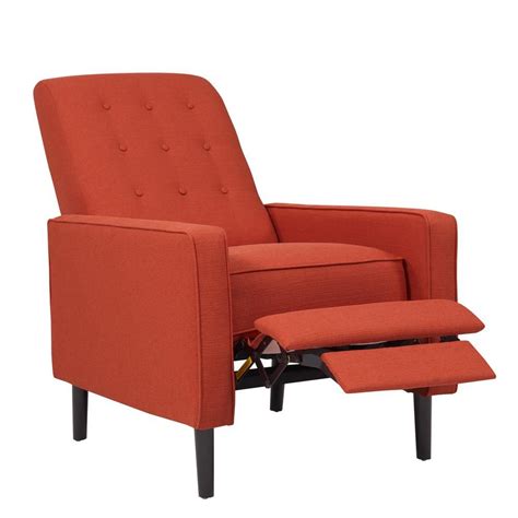 Prolounger Mid Century Modern Sunrise Red Linen Push Back Recliner