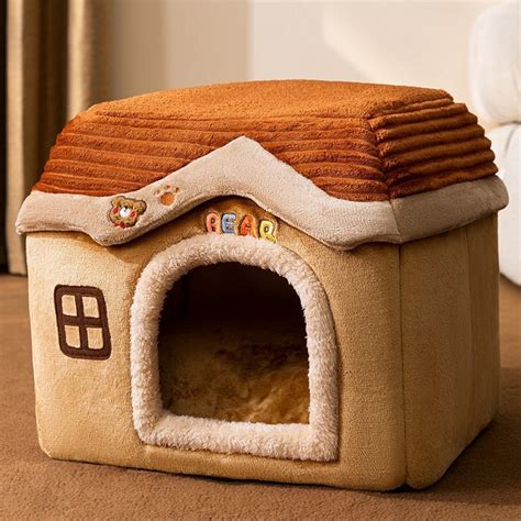 Enclosed Detachable Cat Bed Four Seasons Warm Pet Plush Sleeping Nest