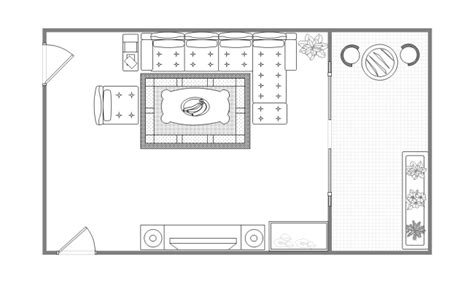 Hundreds of premade room outlines & symbols. Drawing Room Layout with Balcony | Free Drawing Room ...