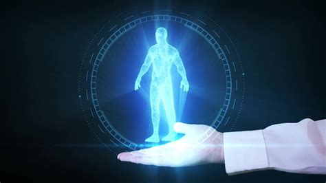 Human Hologram On Businessmans Hand Stock Motion Graphics Motion Array