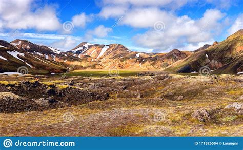 Amazing Landscape Colorful Volcanic Mountains And Valley
