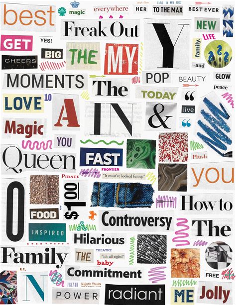Free Download ~ Printable Digital Magazine Words Collage Sheet In 