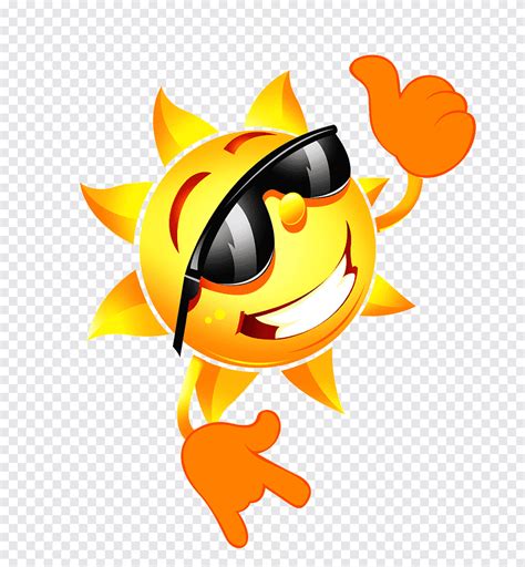 Free Download Sun Smiley Emoji Gesturing Thumbs Up Illustration