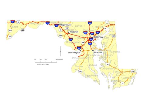 Large Detailed Roads And Highways Map Of Maryland Sta