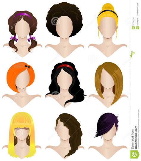 Set Of Female Hairstyles Stock Vector Illustration Of Hairdo 37186134