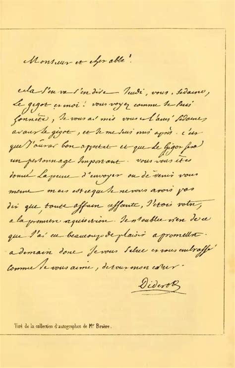 Lettre Manuscrite De Diderot Lettres Manuscrites Manuscrit Texte