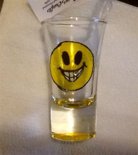 Super Sale Shot Glass Hand Painted Vintage Smiley Face