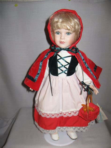doll porcelain little red riding hood 15 1 2 tall velvet etsy