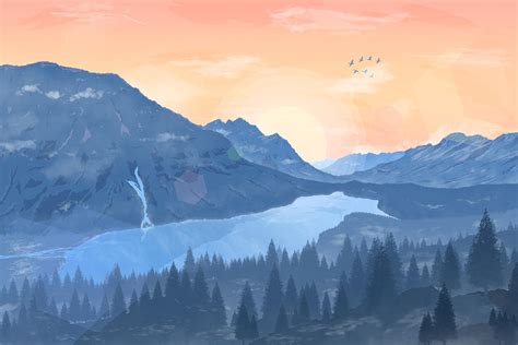 Canadian Rockies Beautiful 2d Landscape Digital Art Digital Art By