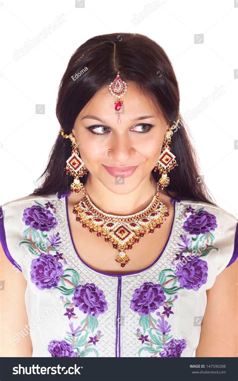 Beautiful Indian Girl Traditional Indian Clothing Stock Photo 147590288