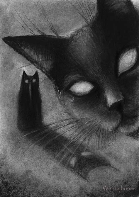 Keep Moving Traditional Katie Beardmore Creepy Cat Black Cat Art