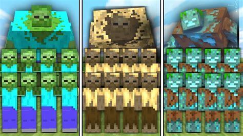 Zombie Army Vs Husk Army Vs Drowned Army In Minecraft Mob Battle Youtube